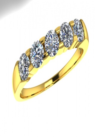 Naj 14k gold diamond wedding 5 stone band ring round white gold